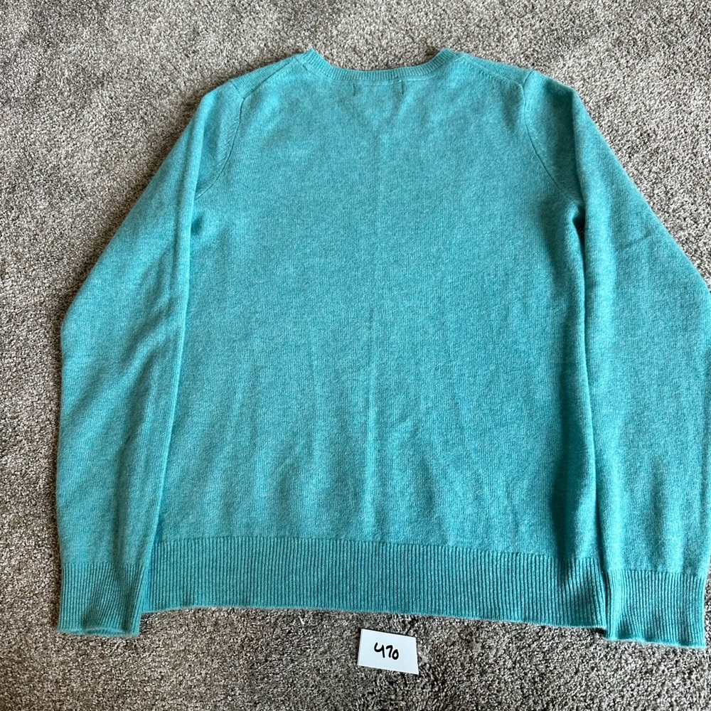 Tahari Sweater Womens M Teal 100% 2-Ply Cashmere Classic Fit Preppy Old Money - Picture 7 of 8